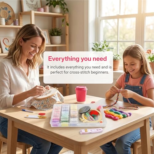 Huacan Embroidery Floss Kit with Storage Box 36/50 Colors Stitching Threads Sewing Kits 53/67 Pcs DIY Cross Stitch Accessories Set for Adults Beginner (60 Color（109 Pcs）) - color: 60 Color（109 Pcs）