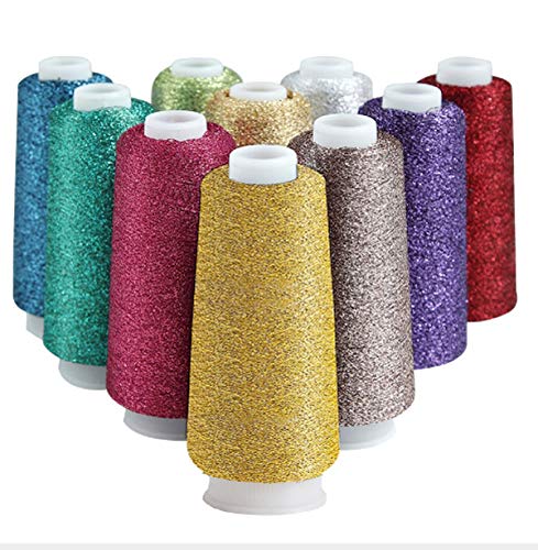 Truevalue 2 Balls Accessory Lurex Yarn, Shining Glitter Metallic Knitting-in Yarn, Sparkle Thread for Knitting and Crochet Sweater Shawl 5000 Yards (Ice Blue) - color: Ice Blue