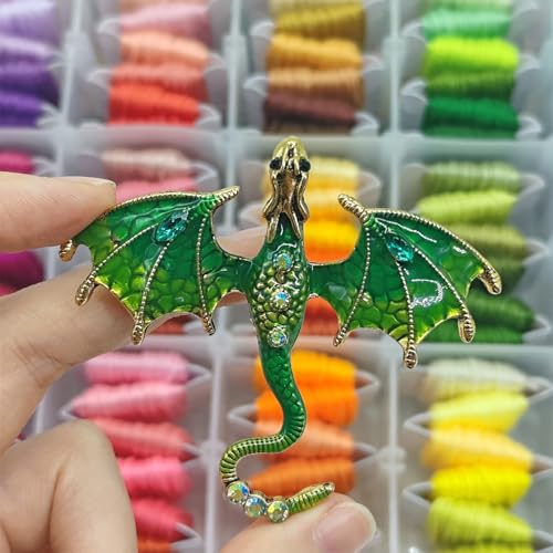 Large Dragon Needle Minder, Needle Minder Magnet, Magnetic Needle Nanny, Fantasy Needlework Accessories for Cross Stitch & Embroidery (Green) - color: Green