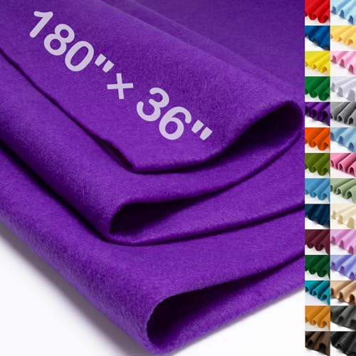 XSEINO Purple Felt Fabric 180" X 36 "(5 Square Yards), 1.4 mm Thick Soft Felt Fabric Sheet for Crafts, Purple Series Colors Soft Nonwoven Fabric, Fit for Decoration, Sewing, DIY Crafts - color: Purple, size: 5 yard pre cut