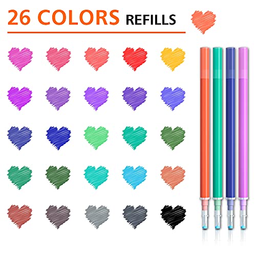 Vanstek 26 Assorted Colors Erasable Pen Refills, Gel Ink Refills Compatible with Erasable Pens, Fine Point 0.7 mm, Perfect for Writing Planner & Crossword Puzzles - color: 26 Colors Refills