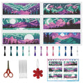 INFUNLY 6PCS Night Sky Cross Stitch Bookmark Kits 3×8.5inch Horizontal Landscape Stamped Embroidery Page Marker DIY Starry Night Needlepoint Bookmark Kit for Book Lovers Writers Gift - style: Night Sky