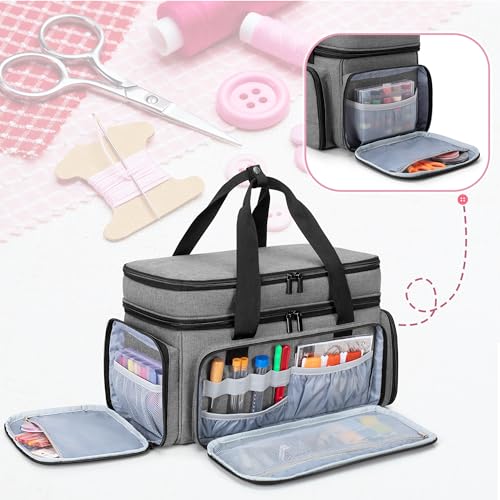 LUXJA Large Sewing Organizer Bag with 5 Detachable Dividers, Gray - color: Gray