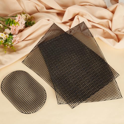 WADORN 2 Sets Clear Mesh Plastic Canvas Sheets for Embroidery, Blank Needlepoint Canvas Sheets for Crochet Bucket Bag Making Acrylic Yarn Knit Crochet Projects DIY Handmade Bag Weaving Kit, Black - color: Black