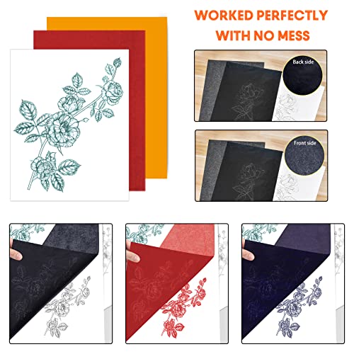 PSLER Carbon Paper for Tracing - 30pcs Graphite Transfer Paper, A4 - color: black&red&blue