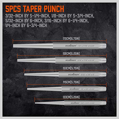 HORUSDY 16-Piece Punch and Chisel Set, Including Taper, Cold Chisels, Pin, Center (Pack of 2) - size: 16-Piece (Pack of 2)