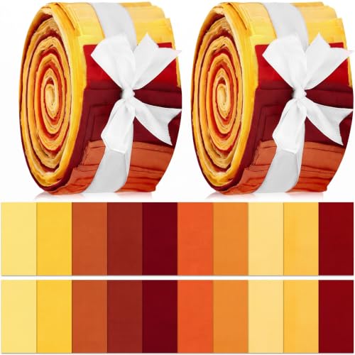 Hosuly 40 Pcs Fall Fabrics Orange Yellow Red Jelly Quilting Strips Roll - color: Fall Harvest