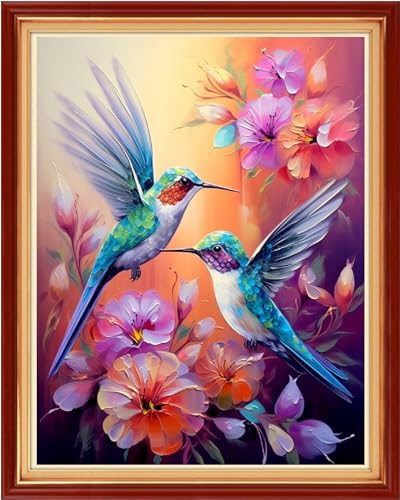 Funxvoot Stamped Cross Stitch Kits Beginners Full Range of Embroidery Kits for Adults 11CT Embroidery Patterns Needlepoint Kits Printed Cross Stitch Kits-Hummingbird Couple 16x20 inch - color: Craftsstyle20