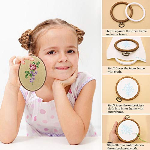5PCS 8'' Round Embroidery Hoops 20CM Imitated Wood Cross Stitch Hoop Frames - size: 8 inch