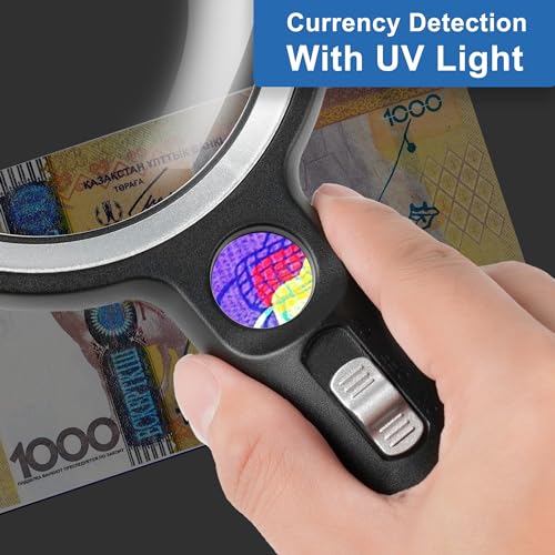 Magnifying Glass with 30 LED Lights, 10X 20X 45X Handheld Illuminated - color: Black & Silver