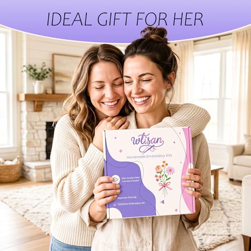 wtisan Embroidery Kit for Beginners, 4 Floral Patterns Cross Stitch Kits - color: S-02