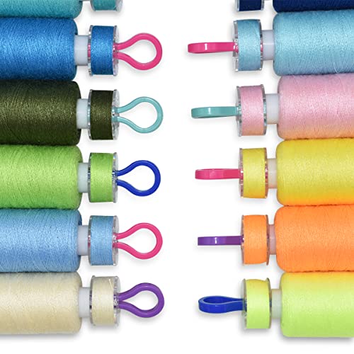142 Pcs Bobbin Clamps Holders Thread Buddies, Bobbin Holder Clips Color Thread Clips Holder Silicone Spool Huggers Thread Holders for Embroidery Quilting Sewing Accessory Thread Spool Organizing