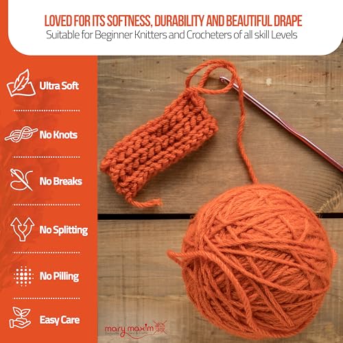 Mary Maxim Starlette Yarn, Soft Acrylic Yarn, 3.5 OZ 180 Yards Burnt Orange - color: Burnt Orange