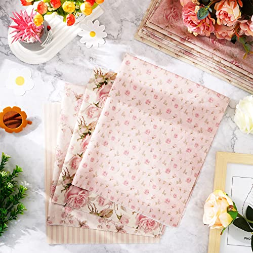 Whaline 12Pcs Spring Cotton Fabric Bundles 18 x 22 Inch Retro Floral Printed Fat Quarters Pink Flower Quilting Patchwork Squares Sewing Fabrics for DIY Handmade Crafting Home Party Decor - color: Pink, size: 18 x 22 inches