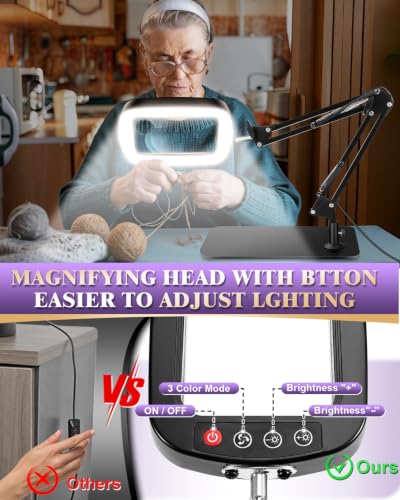 10X 30X Magnifying Glass with Light and Stand,Large Desk Lamp Magnifiers