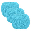 MECCANIXITY Crochet Thread Pearl Cotton Size 3 Lake Blue 3 Rolls 164 Yards for Crocheting Tatting Knitting Embroidery Sewing - color: Lake Blue