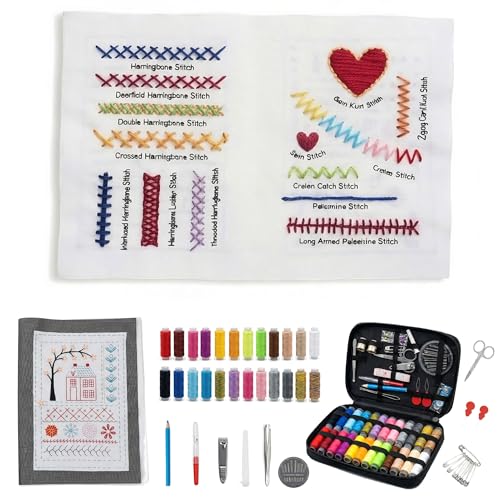FingTip Embroidery Kit for Beginners, Embroidery Stitch Book for Adults Kids, DIY Stitch Gifts (106 Different Patterns)