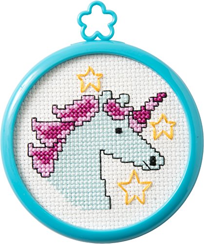 Bucilla 47816E My First Stitch Cross Stitch Kit, 3", Unicorn - style: Unicorn