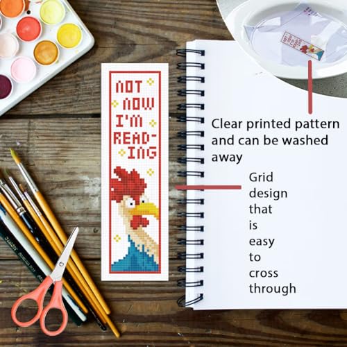 ORIGACH 6 Set Chicks & Words Cross Stitch Bookmark Kit for Beginner - style: Chicks