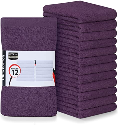Utopia Towels Kitchen Bar Mops, Pack of 12, 16x19 in, 100% Cotton, Plum - color: Plum, size: 12 Pack