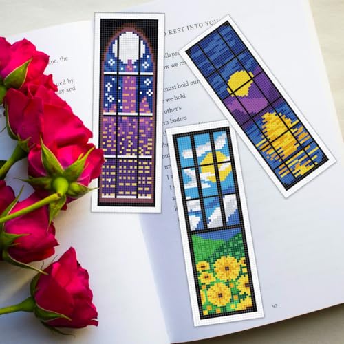 ORIGACH 6 Set Window & View Cross Stitch Bookmark Kit for Beginner - style: Window & View