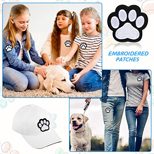 Waydress 24 Pcs Iron on Patches Paw Print Decoration for Clothing, White - color: White