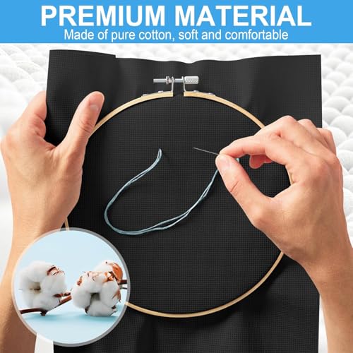 6 PCS Cross Stitch Aida Fabric 14 Count, 18 by 12 Inch, Classic Reserve Cross Stitch Aida Cloth for Home DIY Embroidery Decoration, Black - color: Black, size: 14 CT 18 x 12In (6 PCS)