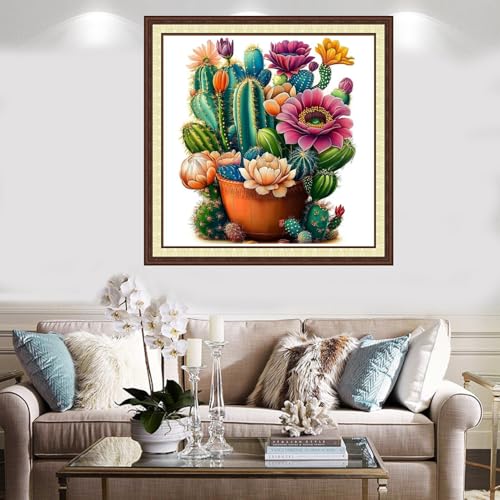 Findvoor Counted Cross Stitch Kits for Adults Full Range of Cross Stitching Embroidery Unprinted Pattern for Beginners, 11CT Needlepoint Kit Patterns Embroidery Kits-Succulent Plants Flower 18x18inch - color: ColorCraft02