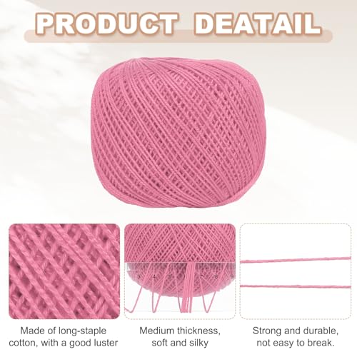 MECCANIXITY Crochet Thread Pearl Cotton Size 3 Pure Pink 164 Yards for Crocheting Tatting Knitting Embroidery Sewing - color: Pure Pink