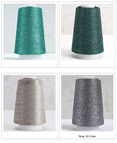 Truevalue 2 Balls Accessory Lurex Yarn, Shining Glitter Metallic Knitting-in Yarn, Sparkle Thread for Knitting and Crochet Sweater Shawl 5000 Yards (Grey Glitter) - color: Grey Glitter