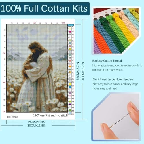 niurenmaoyi Stamped Cross Stitch Kits for Beginners,Counted Embroidery Craft Kits for Adults,Needlepoint Kits for Adults,Jesus Hugging Woman Christian Wall Art 11.8X15.8In - color: Cross Stitch Kits1215-03