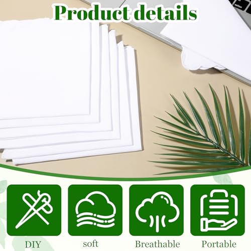 12 Pcs White Cotton Handkerchiefs for Women 11.8"x11.8" Pocket Hankies Scalloped Square Towel for Wedding Party Gift Favor