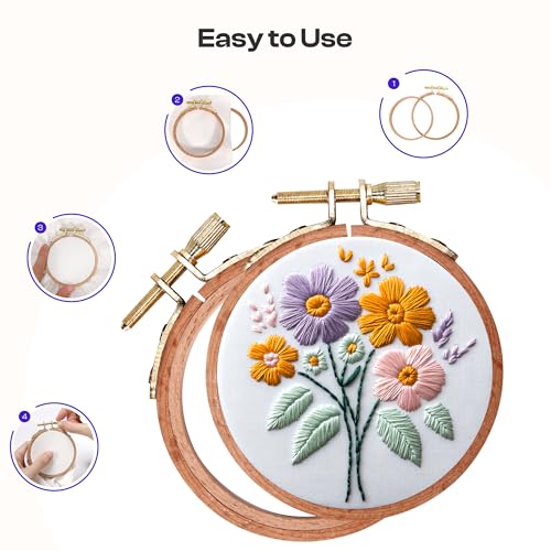 Caydo 3 Pieces 3 Inch Embroidery Hoops, Beech Wood - style: 3PCS 3 Inch