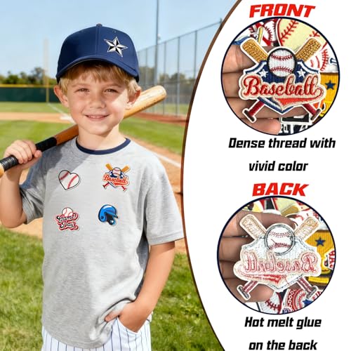 Baseball Iron on Patches Embroidered Sport Appliques Patches Sew on for Clothing, Hats, Backpacks, Jackets, and Bags 36Pcs - color: Baseball Patches 36Pcs