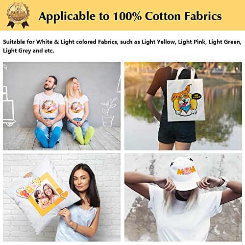 TransOurDream Upgraded Heat Transfer Paper for T Shirts (100 Sheets, 8.5x11") Iron on Transfers for Light Fabric Printable Heat Transfer Vinyl for Inkjet Printer (TOD-L2-100) - color: Light, size: 100 Sheets