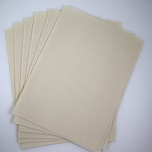 KCS 4/6 pc of 12" x 18" 18CT Counted Cotton Aida Cloth Cross Stitch Fabric (6 pc, Cream) - color: Cream, size: 6 pc