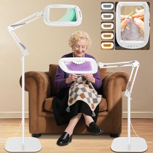 30X 10X Extra Large Floor Magnifying Glass with Light and Stand - color: White
