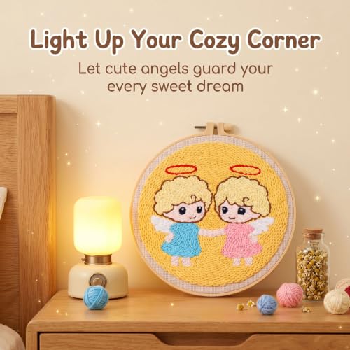 Harimau Punch Needle Kit Twelve Zodiac Signs Pattern,1Pc Embroidery Hoop, Essential Punch Needle Supplies,Ideal Punch Art for Beginners,DIY Adults Embroidery, Video Teaching - color: 65277