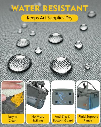 Magicfly Large Art Bag, Waterproof Paint Organizer Bag with Drawing Easel - color: Grey