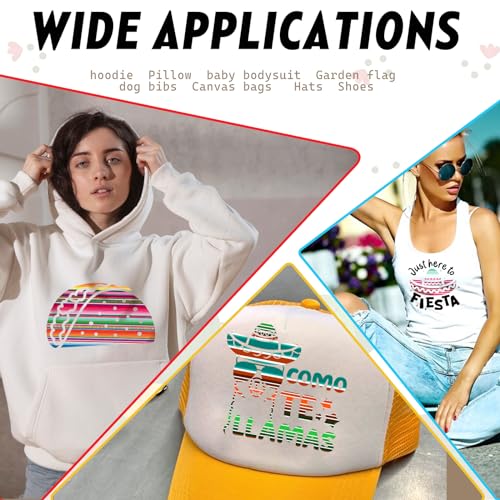 Tintnut Mexican Serape Heat Transfer Vinyl,10 Pcs 12×10in Iron on Vinyl - color: Rainbow Mexican