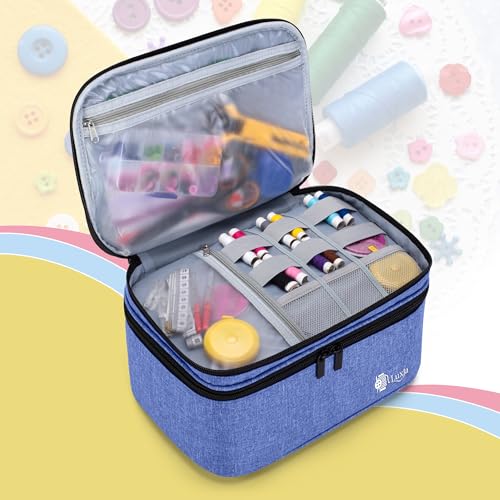 Luxja Double-Layer Large Sewing Organizer, Dark Blue - color: Dark Blue, size: Large