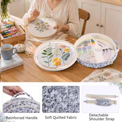 MYBAGZING Embroidery Bag, Hoop Storage Organizer up to 11" for Cross Stitch - color: Garden Harvest