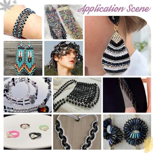 PH PandaHall 5000pcs+ Glass Seed Beads 15 Styles Bugle Beads Tube Bead Black White Silver Small Waist Bead for Punk Style Jewelry Making Bracelet Beading Weaving Embroidery DIY Craft Summer - color: Black White
