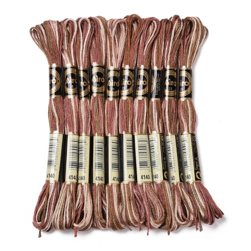 10 Skeins Coffee 0.5mm 6-Ply Polyester Embroidery Floss Cross Stitch Threads Segment Dyed Gradient for DIY Craft Hand Sewing Knitting DIY Crafts Jewelry Making 8.75 Yards(8m)/Skein - color: Coffee