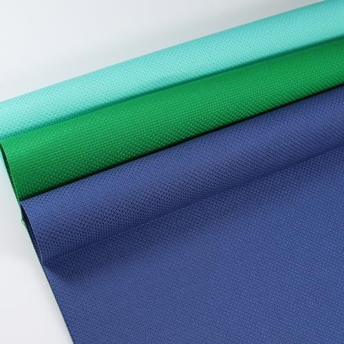 KCS 3 pc of 12" x 18" (30cmx45cm) 14CT Counted Cotton Aida Cloth Cross Stitch Fabric (Green+Sea Green+Jeans Blue) - color: Green+sea Green+jeans Blue