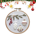 RUIQLXHANG Christmas Embroidery Kit, Christmas Gnomes Embroidery Kits for Beginners with Pattern, Cotton Threads, Needles, Instruction, 20cm Hoop, Gift for Mom, Grandma (Holly Bauble) - color: Holly Bauble