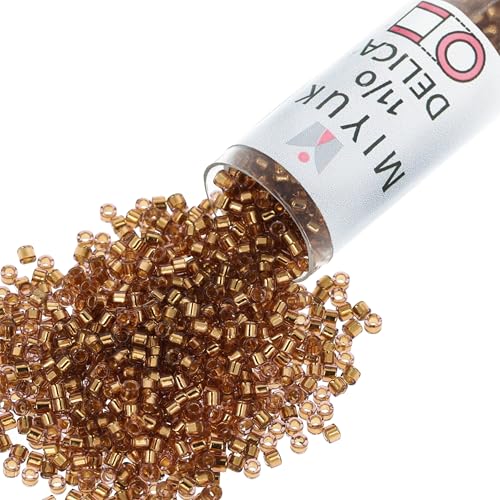 Miyuki Delica Seed Beads - color: DB2524 - Gold Plate Champagne-Lined