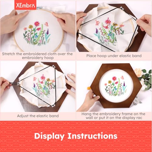 XEmbro 8 Inch Wood Embroidery Hoop Frame, Hexagon Embroidery Display Frame - style: Hexagon