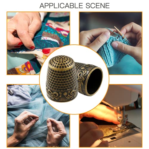 Coufce 4 Pcs Bronze Metal Sewing Thimble - color: bronze