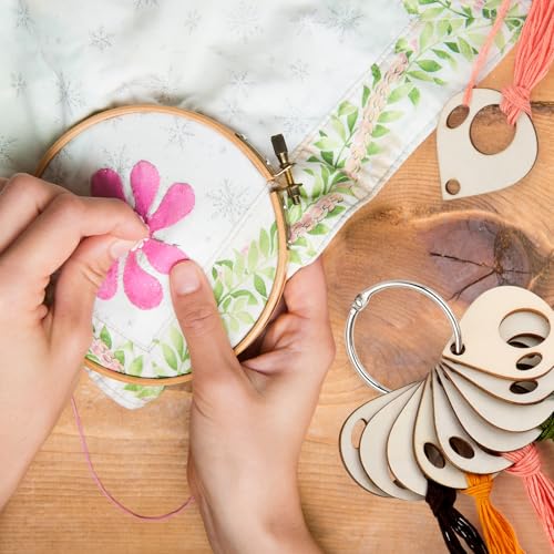 101pcs Wooden Thread Drops,1.97x1.38 Inch Teardrop Embroidery Floss Organizer with Floss Ring Cross Stitch Bobbins for DIY Sewing Storage,Craft Supplies(Style B) - color: Teardrop Shape